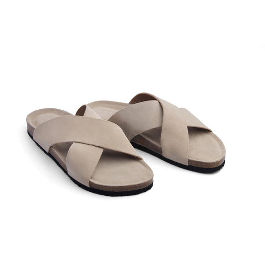 PELLII Cross - Beige Suede Sandal