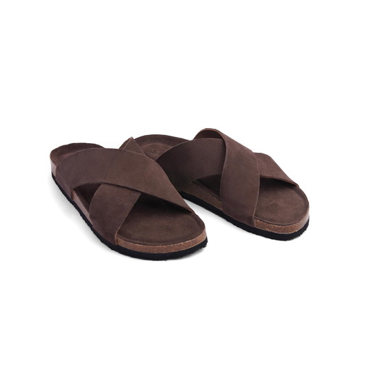 PELLII Cross - Choco Suede Sandal