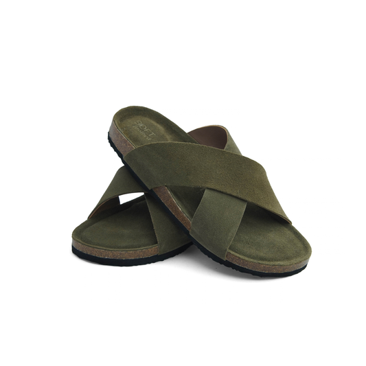 PELLII Cross - Olive Suede Sandal