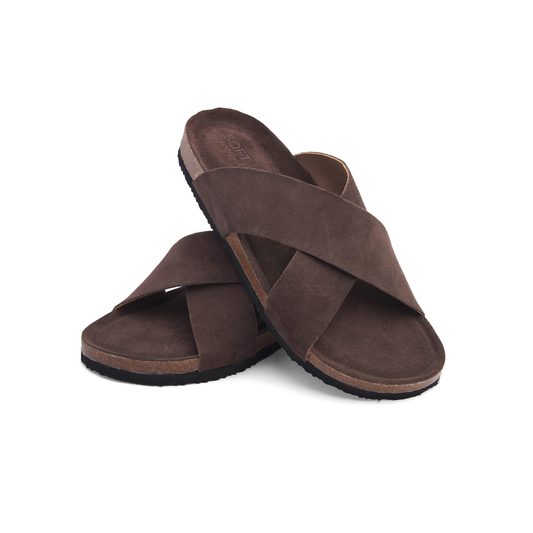 PELLII Cross - Choco Suede Sandal