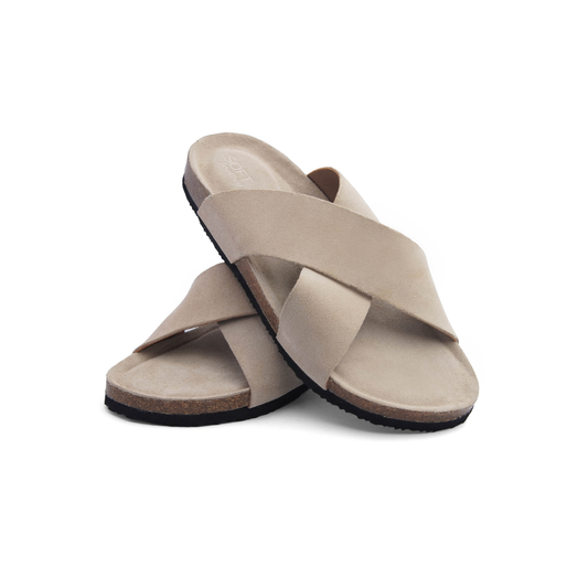 PELLII Cross - Beige Suede Sandal