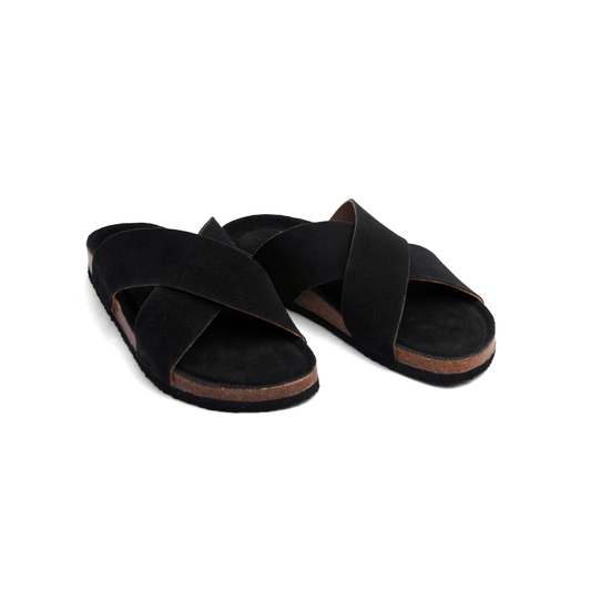 PELLII Cross - Black Suede Sandal